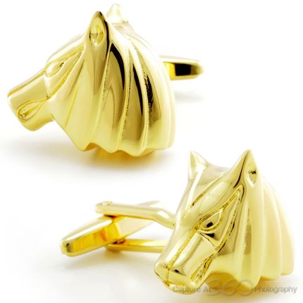 Golden Horse Head Cufflinks