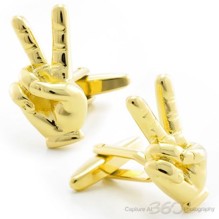 Golden Peace Sign Cufflinks