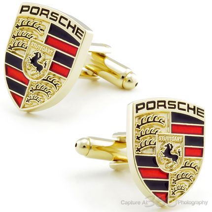 Golden Porsche Logo Cufflinks