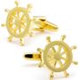 Golden Sailboat Wheel Cufflinks