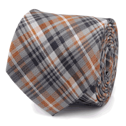 Gray Plaid Men's Tie