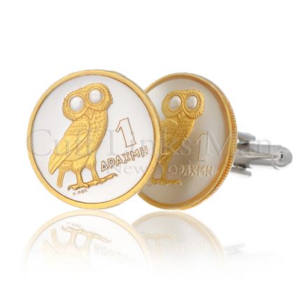 Greek 1-Drachma Owl Cufflinks