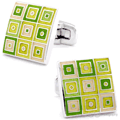 Green Abstract Checkered Cufflinks
