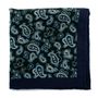 Green and Blue Paisley Wool Pocket Square
