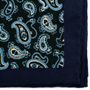 Green and Blue Paisley Wool Pocket Square