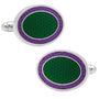 Green and Purple Oval Outline Cufflinks
