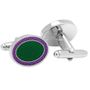 Green and Purple Oval Outline Cufflinks