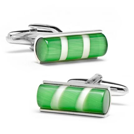 Green Catseye Tube Cufflinks