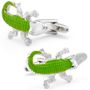 Green Enamel Alligator Cufflinks