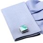 Green Etched Diamond Mother of Pearl Cufflinks