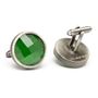 Green Faceted Cats Eye Cufflinks