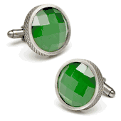 Green Faceted Cats Eye Cufflinks