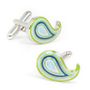 Green Layered Paisley Cufflinks
