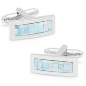 Green MOP Tile Mosaic Bar Cufflinks