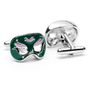 Green & Purple Mardi Gras Venetian Mask Cufflinks