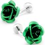 Green Rose Flower Cufflinks