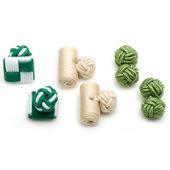 Green Tea Silk Knot Combo Cufflinks