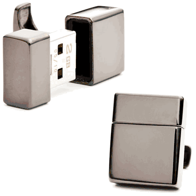 Gunmetal 2Gb Usb Flash Drive Cufflinks