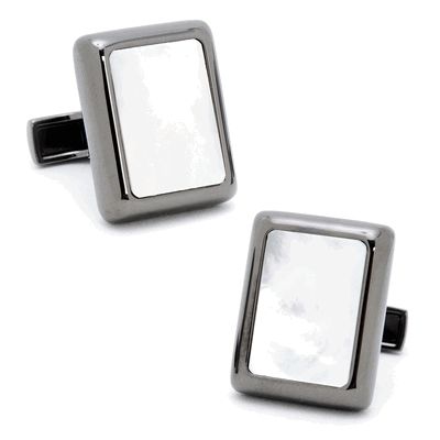 Gunmetal And Mop Jfk Presidential Cufflinks