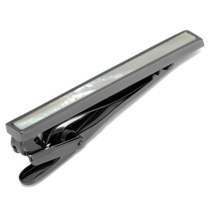 Gunmetal and Mother of Pearl Inlaid Tie Clip