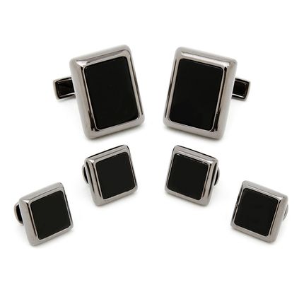 Gunmetal And Onyx Jfk Presidential Stud Set