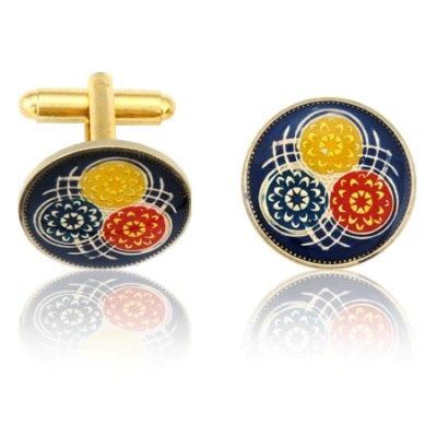 Guyana 3 Flowers Coin Cuff Links