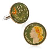 Hand Pained French Ten Cent Coin Cufflinks