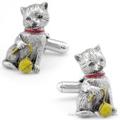 Hand Painted Antique Cat Cufflinks