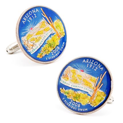 Hand Painted Arizona State Quarter Cufflinks