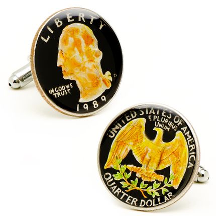 Hand Painted Black USA Quarter Cufflinks
