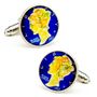 Hand Painted Blue Liberty Dime Cufflinks