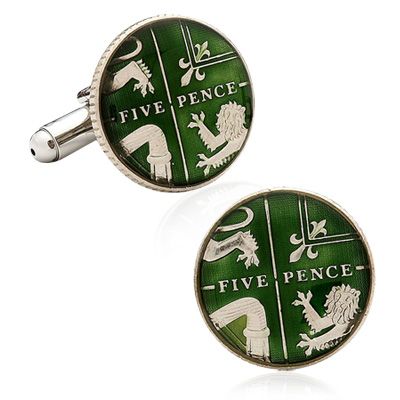 Hand Painted British Five Pence Coin Cufflinks