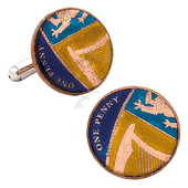 Hand Painted British One Penny Cufflinks