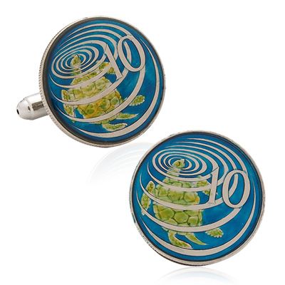 Hand Painted Cayman Island Ten Cent Coin Cufflinks