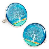 Hand Painted Connecticut State Quarter Cufflinks