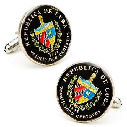 Hand Painted Cuban Coin Cufflinks