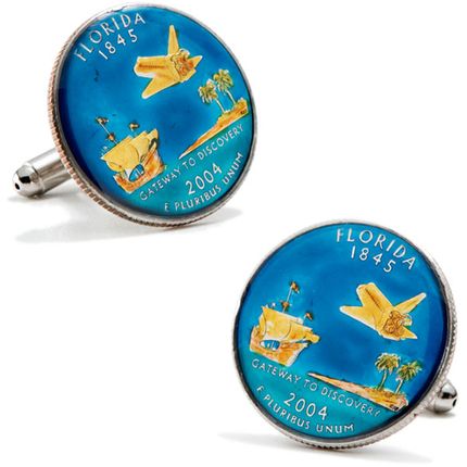 Hand Painted Florida State Quarter Cufflinks