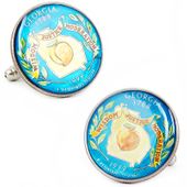 Hand Painted Georgia State Quarter Cufflinks
