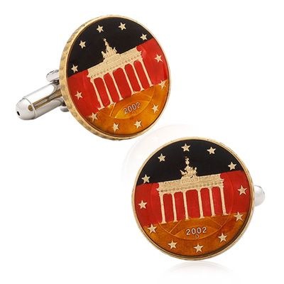 Hand Painted German Ten Cent Coin Cufflinks