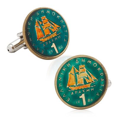 Hand Painted Grecian Coin Cufflinks