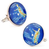 Hand Painted Hawaii State Quarter Cufflinks