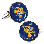 Hand Painted Hong Kong Twenty Cent Coin Cufflinks