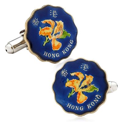 Hand Painted Hong Kong Twenty Cent Coin Cufflinks