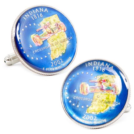 Hand Painted Indiana State Quarter Cufflinks