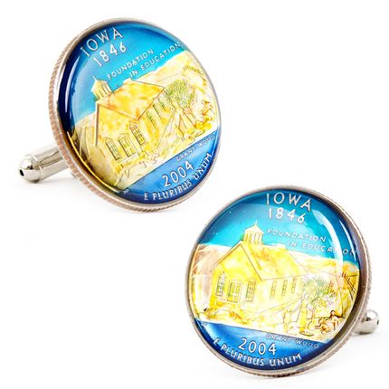Hand Painted Iowa State Quarter Cufflinks