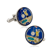 Hand Painted Isle Of Man 5P Coin Cufflinks