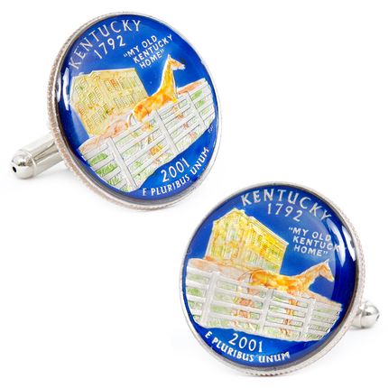 Hand Painted Kentucky State Quarter Cufflinks