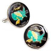 Hand Painted Louisiana State Quarter Cufflinks