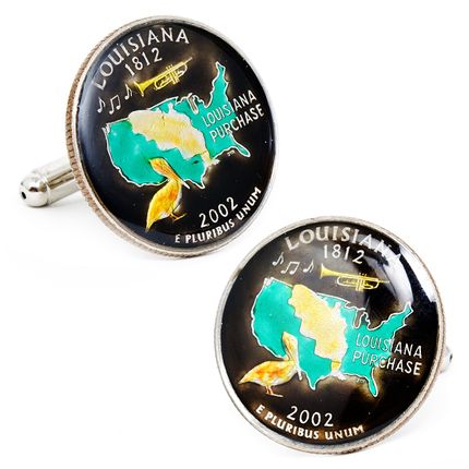 Hand Painted Louisiana State Quarter Cufflinks
