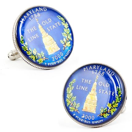 Hand Painted Maryland State Quarter Cufflinks